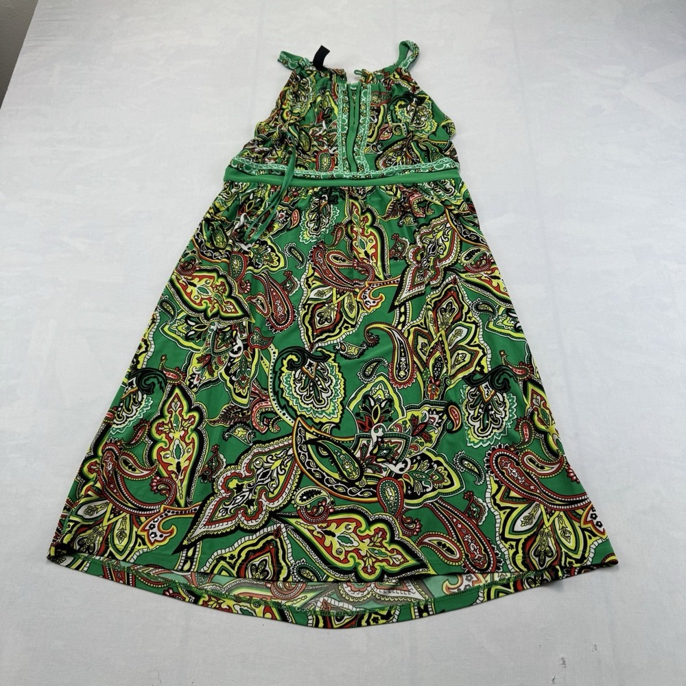 INC International Concepts Petite P/P Green Paisley Print Maxi Dress